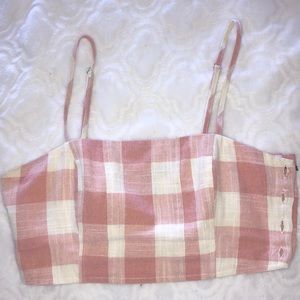 Gingham crop top baby pink
